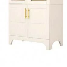 Highboard With Adjustable Shelves And Drawer, Kitchen Cabinet With Fluted Glass And Ample Storage, Ideal For Dining Room, Living Room, And Kitchen - White - View 10