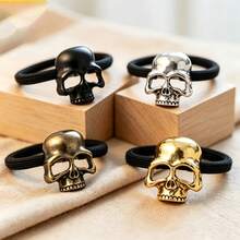 Vintage Punk Dark Metal Skull Hair Tie, Dark Style Hollow Skull Hair Rope, Perfect Halloween Hair Accessory - Multicolor - View 10