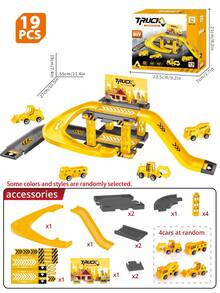 Parent-Child Interactive Children's Engineering Track Parking Lot Toy, Double-Layer 3D Sliding Track Assembly Game Set, Realistic Theme Scene, Multi-Track Sliding Combination, Curved Turns, Steep Slopes, Straight Tracks, Right-Angle Turns, Bringing Diverse Sliding Fun. The Set Includes Multiple Small Cars, Parents Can Accompany Children To Build Tracks And Simulate Games, Bringing Parents And Children Closer. - Multicolor - View 14