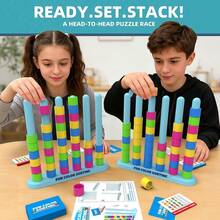 6+ Years Old Color Matching Stacking Challenge Game, 50 Cards Fast Thinking Educational Puzzle, Suitable For Family Game Night And Birthday Gift Brain Training Toy - Multicolor - View 7