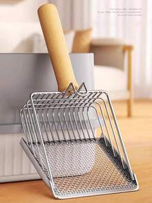 1pc Stainless Steel Cat Litter Scoop, Suitable For Cats, Hamsters, Rabbits And Other Pets, Professional Cleaning Tool, Small Hole Bentonite Mineral Sand Scoop, Chicken Manure Scoop, Filter Scoop, Easy To Clean Reptile Breeding Box, Sand Scoop - Multicolor - View 1