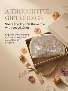 Christian Dior Materiel CD 刺繡收納包，蝴蝶與花卉設計化妝包 - 米色 - 查看 9