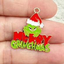 Panini Grinch Christmas Enamel Metal Pendant, DIY Jewelry Making Charm - Random Styles - View 7