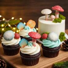 Khuôn fondant silicone hình nấm Alice in Wonderland, dụng cụ trang trí bánh dùng cho sô-cô-la, kẹo, nướng bánh và thủ công đất sét - Màu be - Xem 4