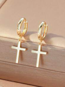 1pc Women's / Cross Earrings Vintage Classic Full Zirconia Inlaid Minimalist Exquisite Gentle Elegant Suitable For Birthday Party, Gathering, Christmas, Thanksgiving, Easter - Multicolor - View 12