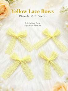 20pcs/Lots 8*11cm Multicolor Lace Bows, Decorative Hollow Lace Ribbon Bows, Soft Handmade Bow Ornaments For Gift Wrapping, Wedding, Party, DIY Craft, Hair Accessories Decoration - Lace Bow - View 23