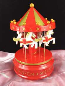 Wooden "Castle In The Sky" Rotating Carousel Music Box - Creative Wind-Up Gift, Suitable For Couples (Birthday/Home Decor) - A - View 11