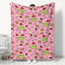 The Grinch Soft & Comfortable 1pc Modern Flannel Christmas Nap Blanket - Christmas Gift - Polyester Nap Blanket - Digital Printing Process, Suitable For Sofa, Bed, Travel, Office Home Decor - Multicolor - View 4