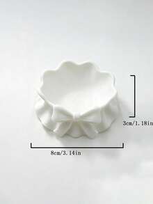 1pc Cute Ruffled Bow Jewelry Tray, Accessory Dish For Home Decor, Desk, Office, Theme Party, Cosmetic Display, Ring & Necklace Storage, Key & Small Item Organizer, Gifts For Girlfriend, Soft Satin Bow Ceramic Trinket Dish, Ins Style - Multicolor - View 10