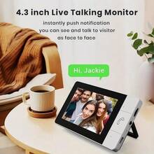 Wireless Video Doorbell Smart Doorbell 4.3 Inch Display 2.4G Wi-Fi Two-Way Audio Easy Wall Mount Installation Rechargeable Battery Motion Detection Auto Capture Remote Control - View 4