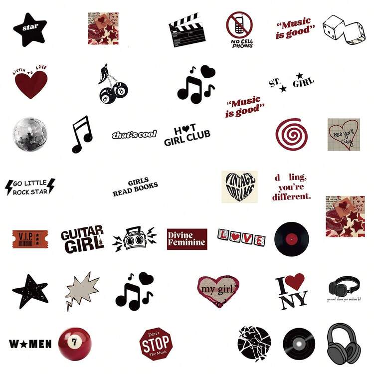 50pcs Women Y2K Style Cute Retro Poster Stickers, Suitable For Laptop, Phone, Car, Skateboard, Water Bottle, Scrapbook, Computer, Diary, Etc. School Supplies - Multicolor 1 - View 4