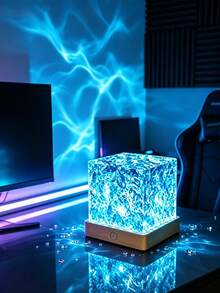 1 buah Lampu Proyeksi Gelombang Air 16 Warna, Kontrol Jarak Jauh & Kontrol Sentuh Ganda - USB Plug & Play (Baterai Tidak Termasuk), Efek Cahaya Dinamis RGB, Lampu Malam Kubus Kristal, Lampu Samping Tempat Tidur Kamar Tidur, Lampu Proyeksi Impian, Cocok Untuk Kamar Tidur, Ruang Bermain, Pesta - Proyektor persegi - View 6