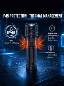 3-Light Flashlight, Rechargeable LED Flashlight, Side Light, Zoomable Flashlight, Red Tail Light, 18650 Battery Spotlight, Reverse Charging Flashlight, Battery Level Display, Portable Search Light, Outdoor Camping Light, Fishing, Hiking, Work Light, Gift - Star - View 7