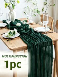 1/6 Pack New Model Cheesecloth Table Runner, 58 X 295cm Boho Gauze Table Runner, Reusable Washable Soft Sheer Crinkled Gauze Table Runner For Wedding Reception, Bridal Shower, Baby Shower, Birthday Party, Dining Table, Home Decor - A - View 17
