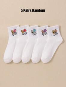 5/10/20 Pasang Kaos Kaki Bayi Acak Motif Pensil dan Pita, Kaos Kaki Bergaris Warna-warni untuk Anak-anak Halloween, Cocok untuk Anak Perempuan Pemakaian Sehari-hari di Musim Gugur dan Musim Dingin - MultiWarna - View 14