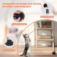 Cat Teaser Stick Interactive Bell Feather Cat Toy Long Pole Suction Cup Style Stimulating Play Adventure Ultimate Cat Toy Suction Cup Cat Teaser Stick Interactive Feather Cat Toy Steel Wire Suction Cup Feather Cat Toy Bell Cat Teaser Stick - View 4