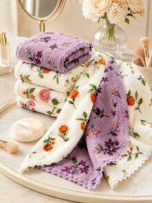 New Floral Pattern Multi-Purpose Towel - A Quick-Drying, Thickened And Widened Face Towel. Soft Material, Machine Washable And Reusable Cleaning Tool, Suitable For Face Washing, Cleansing, Makeup Removal, And All Skin Types. - Multicolor - View 5