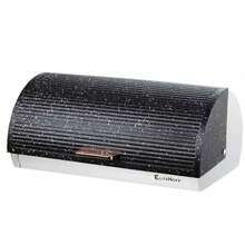 Large Metal Bread Box For Kitchen – Bread Storage Container With Roll-Top Lid, 39.5 * 28 * 18.5 Cm, Black / White - Black - View 3