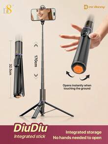 D8 1-Second Pop-Up Selfie Stick Tripod, 360° Rotating Phone Tripod Stand With Detachable Remote Control, Reinforced Bone Structure For Stable Support, Freely Expandable On Ground, Portable Pocket-Sized Selfie Monopod, Suitable For Travel Vlog Outdoor Live Streaming, Compatible With IPhone And Android Smartphones, Anti-Shake Phone Photography Stand, Suitable For Selfies, Group Photos, Video Recording - one-size - View 14