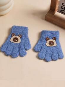 1/2 Pairs Kids Cartoon Patch Coral Fleece Full Finger Gloves, Bear Rabbit Heart Patch Soft Warm Winter Gloves, Suitable For Toddler Boys And Girls - Multicolor - View 35