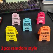 5/3/1pc Funny Mini Desktop Warning Sign Creative "Caution Do Not Approach" Text Small Stand Colorful Foldable Desktop Ornament Office Workstation Quirky Decoration Small Item Atmosphere Desktop Personalized Accessory - Signage - View 11