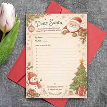 1/3 Sets Greeting Card Christmas Wish List Greeting Card With Envelope For Holiday Party And Seasonal Gift Exchange Decorative Stationery For Friends And Family Greeting Card - A - View 5