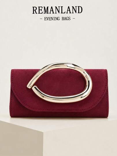 REMANLAND Bolso de mano de lujo de unicolor nuevo para mujer, bolso de fiesta de noche con solapa de moda encantadora, diseño perfecto de billetera con compartimento de ranura para tarjetas oculto incorporado, correa de hombro de cadena de metal desmontable, adecuado para fiestas, noches, reuniones, bodas y otras ocasiones, opción de regalo ideal