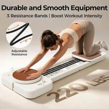 FEIERDUN Pilates Reformer, Foldable Pilates Equipment For Home Workouts Adjustable Resistance, Smooth & Quiet Glide, Suitable For Beginners, Up To 220 Lbs Weight Capacity, Easy Assembly - Beige Simple Pilates Reformer - View 8