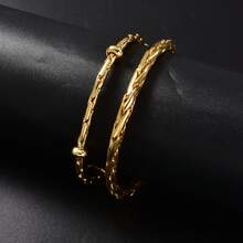 Classic Hip-Hop Street Style 18K Gold Plated Multi-Layer Copper Bracelet, Unisex, Suitable For Daily And Party Wear, Minimalist Gift Jewelry - Gold - View 2