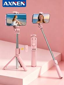 AXNEN Pink Selfie Stick Tripod, 360° Rotating Phone Holder With Wireless Remote, Portable 3-In-1 Floor Stand, Suitable For Photography And Video Recording, Compatible With IOS And Android Smartphones For Shooting, Recording, And Live Streaming - Selfie Stick - View 2