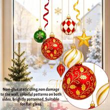 1/2pcs Christmas Ball Window Clings, Hanging Bauble Ornament Static Glass Decal, Double Sided Removable Garland Sticker, Holiday Shop Store Display Sliding Door Xmas Home Decorations - Multicolor - View 7