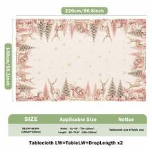 1pc Pink Reindeer Christmas Tablecloth, Pink Christmas Tree Reindeer Sleigh Gift Print Pattern, Polyester Material Single-Sided Print, Suitable For Tabletop, Washable And Reusable, Suitable For Indoor, Outdoor, Yard, Wedding, Banquet, Party, Outdoor Dining, Suitable For Craft Exhibition, Banquet Event Decoration - Multicolor - View 12