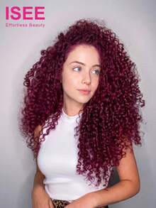 ISEE Hair 99J Burgundy Color Water Wave Half Wig Human Hair 14-28 Inch 180% Density Natural Wave Texture Full & Bouncy Protective Style Adjustable Straps Easy Install Beginner Friendly Daily Wear - S99J - View 1