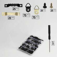 251Pcs Picture Hanging Kit Black & Gold Heavy Duty Picture Frame Hanger Art Work Photo Wall Hook With Screws - Multicolor - View 9