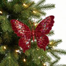 1PC Christmas Pearl Sparkling Butterfly Simulation Butterfly DIY Christmas Tree Wreath Pendant Christmas Gift Festival Party Home Decoration - Butterfly - View 7