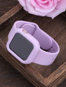 2合1運動矽膠錶帶與錶殼套組，相容 40mm、41mm、42mm、44mm、45mm、46mm 與 49mm 尺寸，柔軟舒適鉚接矽膠錶帶搭配防摔鏤空矽膠保護殼，相容 Series Ultra/12/11/10/9/8/7/6/5/4/SE 機型，中性防水運動錶帶與錶殼套組 - 矽膠錶帶+錶殼-薰衣草紫 - 查看 2