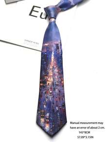 1pc Printed Hand-Drawn Tie For Men And Women, Suitable For Casual, Street, Daily, Party, Gift - Multicolor - View 7
