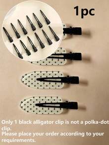 12/8/4/1pc Seamless Black & White Polka Dot Hair Clips, Fashionable Bangs & Messy Bun Hair Clips, Suitable For Dates, Beach Vacation, Formal Wear, Outings, Gifts, Versatile Hair Clips For School And Daily Wear - Polka Dot Clip - View 15