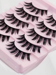5 Pairs Cartoon Style False Eyelashes, Lightweight And Flowy Anime False Lashes, Natural Makeup Effect, Fluffy Doll Lashes, Cartoon Eyelashes, Makeup False Eyelash Strips, Eyelashes, False Eyelashes - Black - View 3
