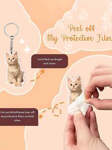 1pc Personalized Footprint Data Acrylic Keychain, Customized Name, Date, Weight, Time And Height Memorial Key Ring, Precious Gift For Parents And Family - Multicolor - View 5