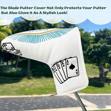 Golf Putter Cover, Poker Card Embroidered, White PU Golf Putter Cover, Wear-Resistant And Scratch-Resistant Putter Protector, Golf Accessories - White - View 6