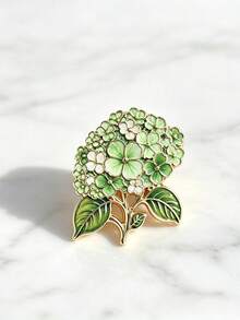 Light Green Gradient Hydrangea With Leaves Brooch, Daily Outfit Accessory, Mori Style, Exquisite Small Gift For Friends - A - View 4