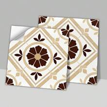 2D Matte Vintage Brown Floral Tile Stickers 24Pcs 15x15cm Self‑Adhesive Removable Wall Decal,Waterproof PVC Decor For Rental Apartment Kitchen DIY Renovation - 15*15cm*24pcs - View 8