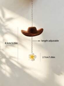 1pc Cowboy Hat Flower Pendant Car Rearview Mirror Hanging Decoration Car Interior Decor Accessory - A - View 6