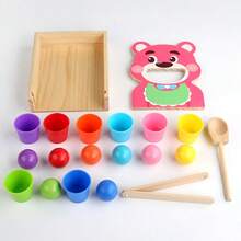 1 Set Children's Bear Feeding Tabletop Game, Chopsticks & Spoon Ball-Clamping Practice, Color Recognition Montessori Educational Toy, Baby Brain Development Desktop Toy - Multicolor - View 9