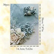 Floral Romantic Stationery, 30 Sheets/Pack, Cool Tone Floral Art, Exquisite Printed Pattern, High Quality Multi-Purpose Letter Paper, Multiple Other Theme Styles Available - Rectangle - View 6