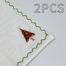 1/2/4入美式聖誕氛圍極簡生活風格裝飾餐巾，適用於聖誕節、婚禮與居家裝飾 - 彩色 - 查看 22
