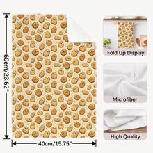 2pcs Funny Potato Text Cute Food Theme Pattern Kitchen Towels, 40*60cm Soft Microfiber Material Tea Towels, Suitable For Home Kitchen Restaurant Outdoor Camping Tabletop Cleaning Dish Cloth Hand Towel Accessories, Home Kitchen Towels Holiday Gift - Multicolor - View 4