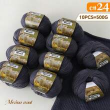 10-Pack, 500g, Premium Imitation Knitted Yarn, Soft, Breathable, Non-Fading, Vibrant Hand-Knitting Yarn For Sweaters, Vests, Coats, Scarves, Hats, Shawls And More - Wool 10 Balls [500g] - View 12