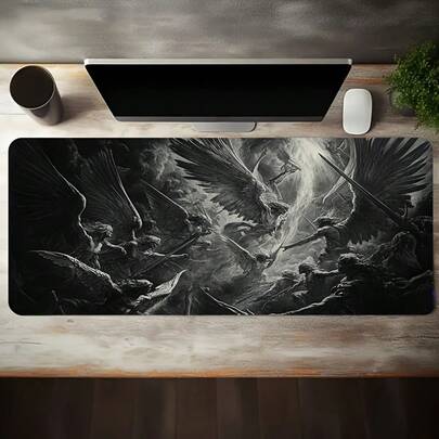 1pc Premium Mouse Pad, Mythological Pattern Design Desk Mat, Non-Slip Rubber Base, Washable And Ergonomic, Perfect For Modern Office Or Study Environment, Ideal Gift For Friends And Family. This Mouse Pad Is Suitable For Desktop Gaming, Ideal Accessory For Office Supplies, Can Be Used For Office Desk, Gaming, School Dormitory And More.